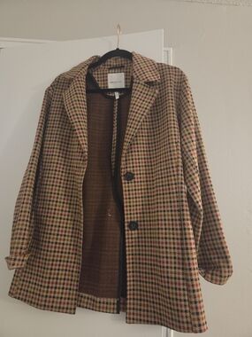 Avec Les Filles Tan Multi Houndstooth Button Jacket